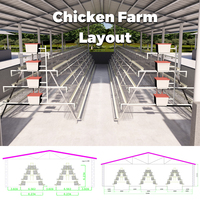 Cage à poules pondeuses en batterie, équipement d'élevage en acier galvanisé à chaud pour l'agriculture