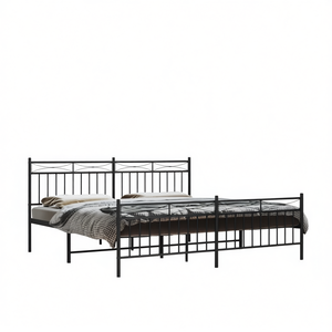 Modern <b>Black</b> Full Size Metal Bed <b>Frame</b> Steel Rectangular Design Bedroom Furniture - Product Image 1