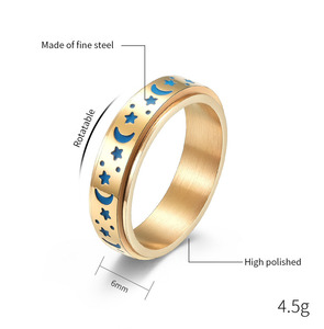 SC-Anillo giratorio de acero inoxidable para hombre y mujer, nuevo diseño, luminoso, antiestrés, brillante, Luna, ansiedad - Product Image 2