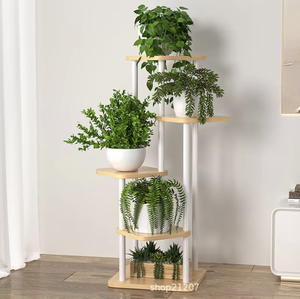 Étagère de rangement en métal pour plantes Étagère pour pots de fleurs à plusieurs niveaux Étagères de rangement pour cuisine et salle de bain à 4 niveaux Étagères pour étagères Organisateur - Product Image 1