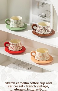 <span class=keywords><strong>Taza</strong></span> de Café de Cerámica con Diseño de Camelia, Estilo Vintage de Lujo, <span class=keywords><strong>Taza</strong></span> Retro para Hogar, Oficina, Restaurantes, Estilo Americano - Product Image 6