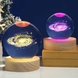 Usb Power Crystal Ball Night Light Kid Gift Lamp Galaxy Astronaut Warm Rgb Led Bedside Desktop Nightlight For Bedroom Decor