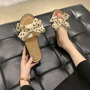 Sandali da spiaggia estivi all'aperto da <span class=keywords><strong>donna</strong></span> e infradito piatte nuove pantofole Slip personalizzate con fiocco con tendenza alla moda - Product Image 5