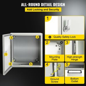 4X Steel <b>Electrical</b> Junction Box 8 X 6'' IP66 Waterproof Dustproof for Outdoor/Indoor Electronics <b>Instrument</b> Enclosures D0100HRS - Product Image 5