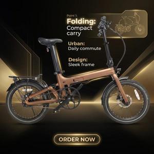 Limited Stock Offer - Naicisports 20" Lightweight Carbon Folding E-Bike 7-Speed Lithium Battery Rear H - Product Image 1