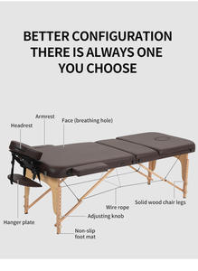 Camilla de Masaje Plegable de Cuero Sintético para Salón de Belleza, Uso Facial y de Pestañas, Portátil, con Esponja de Alta Densidad Ajustable - Product Image 3