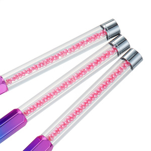 Pennello Professionale Qianya per Nail Art con Logo Personalizzato, Manico Sfumato Colorato in Nylon e Perla <span class=keywords><strong>Rosa</strong></span> - Product Image 2