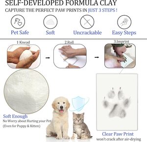 Kit de pâte à modeler écologique pour empreintes de pattes de chien, cadre photo commémoratif pour animaux de compagnie avec breloques - Product Image 3