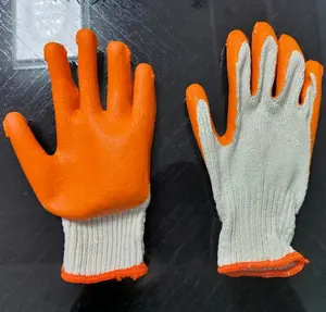 90g makapal na Pares Orange Rubber Gloves and Cotton Gloves Construction Gloves 1 dozen