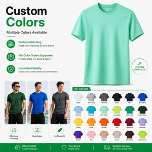 T-shirt à manches courtes col rond pour homme, couleur unie, décontracté, tricoté en Spandex/Polyester, imprimé par transfert thermique, séchage rapide, logo imprimé sur le devant - Product Image 3