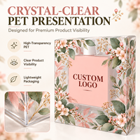 Boîte à savon liquide transparente en PET avec logo imprimé personnalisé, 0,4 mm, emballage de présentation pour la vente au détail, motif floral