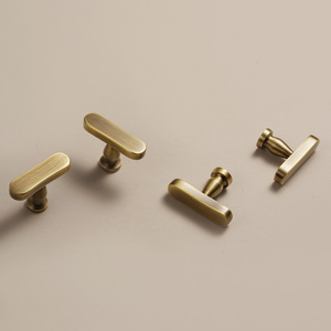 Solid Brass T Shape Cabinet Handle <strong>Gold</strong> <strong>Drawer</strong> <strong>Pulls</strong> for Kitchen Bathroom Furniture Brushed Modern T Bar Handle Single Hole <strong>Pull</strong> - Product Image 6
