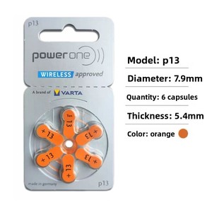 6 Batterie per Apparecchi Acustici A13 PowerOne <span class=keywords><strong>P13</strong></span> Importate dalla Cina PR48, Pile a Bottone Zinco-Aria 145V per Torce - Product Image 4