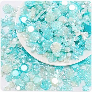 Decoraciones de resina con flores de perlas para proyectos de manualidades, suministros para hacer joyas hechas a mano, colores pastel, formas variadas - Product Image 3