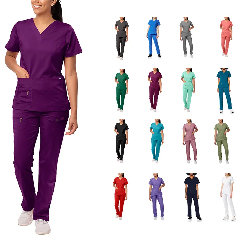 Set satinato personalizzato per le fabbriche uniformi ospedaliere uniformi infermiere mediche tipo jogging uniformi ospedale infermieristico set