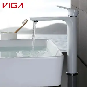 Deck Mounted White Counter Top Basin Faucet Single Level Bathroom Faucet Hand Wash Basin Faucet