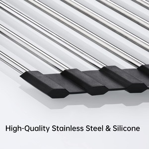 Estante de secado de platos <span class=keywords><strong>enrollable</strong></span> triangular pequeño de acero inoxidable plegable sobre el fregadero escurridor de platos estante de esquina para platos - Product Image 2