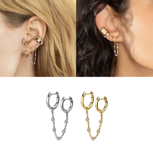 Boucles d'oreilles créoles connectées ROXI en argent 925 avec zircon 18 carats pour femme - Product Image 3
