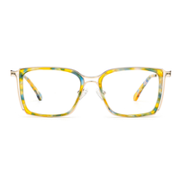 Lunettes BONA avec branches en caoutchouc, monture rectangulaire en acétate et métal, pour verres de myopie, noires