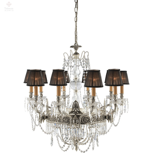 Italiano elegante Cristal 8 imperio claro plata antigua latón comedor candelabro - Product Image 1
