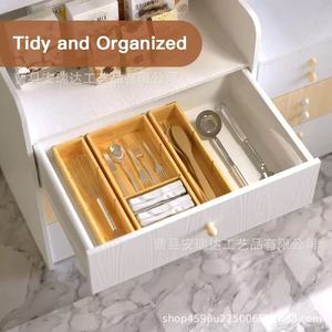 Wooden Office Organizer <b>Storage</b> <b>Tray</b> Rectangle 4-7 Compartments Multifunctional Desk Stationery Holder - Product Image 3