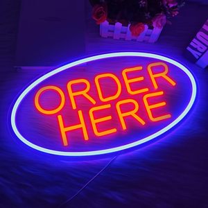 Insegna Luminosa 'Order Here' per Decorazione Murale, Illuminazione Commerciale Notturna per Negozi, Saloni, Fiorai, Caffetterie, Ristoranti, <span class=keywords><strong>Bar</strong></span>, Elettronica - Product Image 2