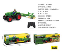 2024 Últimas ventas Canal 6 1/24 Simulación Vehículo agrícola RC Tractor con máquina de siembra Juguete RC Tractor