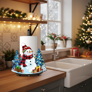 Portarotolo a Forma di Pupazzo di Neve, Decorazione Natalizia per Cucina e Bagno, Accessorio Festivo Autoportante in Plastica - Product Image 3