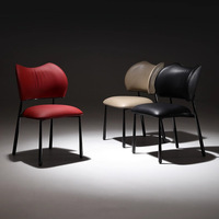 Chaise de salle à manger pour usage domestique, style italien minimaliste, luxe léger, esthétique haut de gamme, chaise design moderne, hôtel, restaurant, cuir véritable