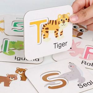 Juego Educativo de Letras de Madera ABC, Rompecabezas de Combinación de Patrones de Animales, Tarjetas de Memoria con Números y Alfabeto - Product Image 6
