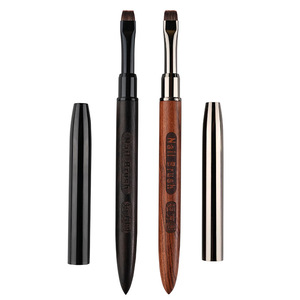 Pinceau à gel pour ongles avec manche en bois de santal, poils courts en nylon, base ovale plate, pour la peinture au gel, manucure, salon de beauté, nail art - Product Image 1