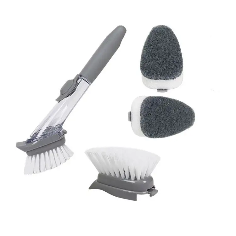 Household Kitchen Sponge Wand Dish Brush with Soap Dispenser for Pot Pan Sink Cleaning