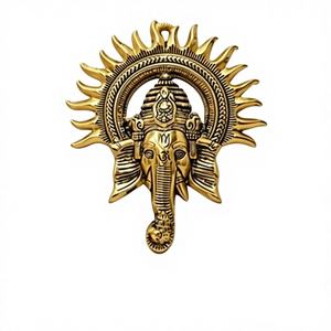 Décoration murale en métal Art Déco Surya Ganesh pour Diwali, mariage, anniversaire et fête - Product Image 1
