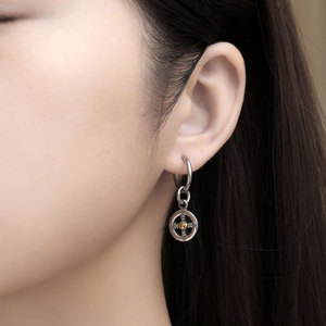 Boucles d'oreilles en acier inoxydable avec breloque feuille et pendentif croix, bijoux de mode pour hommes en argent tibétain CF153 154 - Product Image 2