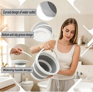 Space Saving <b>Collapsible</b> Bucket PP TPE Material Foldable Water Bucket With Pour Spout for Home Car Camping Laundry <b>Storage</b> - Product Image 3