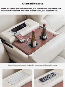 Sofá de <span class=keywords><strong>Cine</strong></span> Eléctrico Moderno y Sencillo de Tres Plazas, Extensible y Ajustable, en Piel Vacuna, con Chaise Longue y Juego de Esponjas para Sala de Estar - Product Image 3