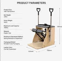 Ensemble d'équipement de Pilates portable en bois de qualité professionnelle avec Reformer, Table Trapèze, Chaise et Barres - Santé et Remodelage Corporel