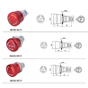 Bouton d'arrêt d'urgence rotatif à tête de champignon rouge 16/19/22mm, à verrouillage, étanche IP65, en métal - Product Image 6