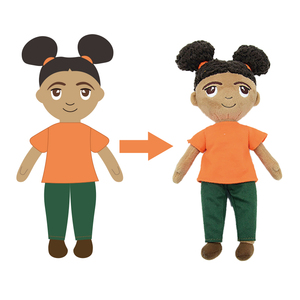 Poupée personnalisée de fille noire, poupée de dessin animé, poupée en peluche - Product Image 1