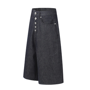 Shorts en jean taille haute pour hommes, style streetwear, de haute qualité, avec boutons, coupe ample et jambe large, de luxe - Product Image 3