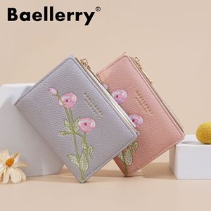 กระเป๋าสตางค์สั้นผู้หญิง Baellerry ลายปักดอกไม้ขนาดเล็ก กระเป๋าใส่เหรียญแบบมีซิป ใช้ได้ทุกวัน - Product Image 3