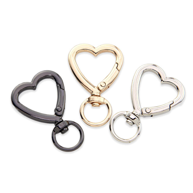 Heart-Shaped Metal Spring Clip Snap Hook Carabiner DIY Hardware Accessories for Handbag and Keychain
