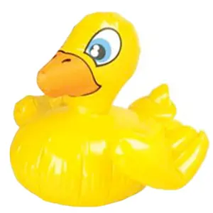 Brinquedo inflável barato personalizado de fábrica para banho de pato amarelo, brinquedo de plástico durável para piscina, praia e animais