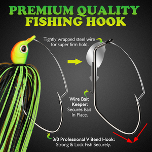 Vente en gros de leurres de pêche artificiels rigides 7g 10g pour la pêche au bar et au poisson-chat, avec jupes imprimées et yeux 3D, disponibles en 5 couleurs, pour rivière, lac et ruisseau - Product Image 6