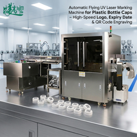 Machines de marquage laser automatiques à grande vitesse pour bouchons de bouteilles de lait |   Graveur laser UV volant pour logo, date, code QR