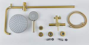 Ensemble de <span class=keywords><strong>douche</strong></span> pluie 2 fonctions en acier inoxydable 304, <span class=keywords><strong>colonne</strong></span> de salle de bain avec mitigeur 2 voies, finition or brossé, pommeau de <span class=keywords><strong>douche</strong></span> grand format 10 pouces - Product Image 4