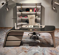 Table de bureau Design haut de gamme italie cuir Piano peinture bois massif patron bureau luxe moderne créatif en forme spéciale bureau d'ordinateur