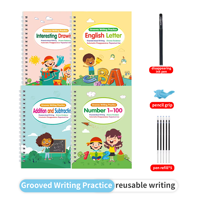 Cuadernos de Práctica de Escritura con Ranuras Mágicas, Cuadernos de Práctica de Escritura a Mano con Ranuras 3D Reutilizables para Niños, Cuadernos de Escritura Preescolar Grandes