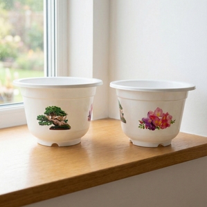 Maceta Resistente para Jardín, Maceta para Bonsái, Contenedor para Plantas, Tamaño A250, Maceta Grande de Plástico PP Blanca al por Mayor con Diseño Impreso - Product Image 3