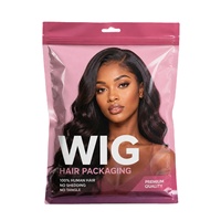 Sac d'emballage pour perruques avec logo personnalisé, étanche, réutilisable, en Mylar métallisé avec fermeture éclair, pour extensions et mèches